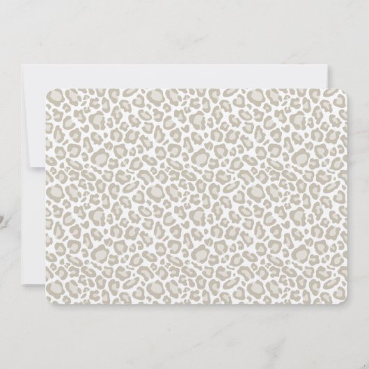 Cream Leopard Print Geburtstag Einladung (Rückseite)