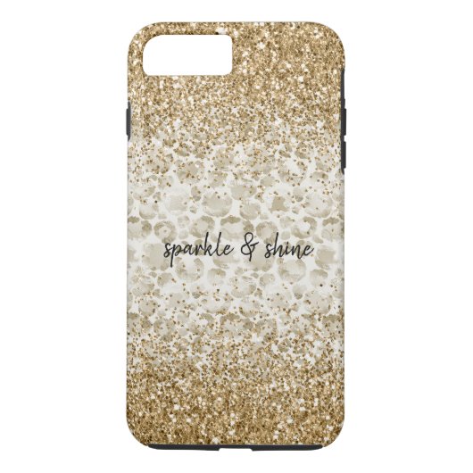 Cream Leopard Print Glitzy Gold Sparkone Case-Mate iPhone Hülle (Rückseite)