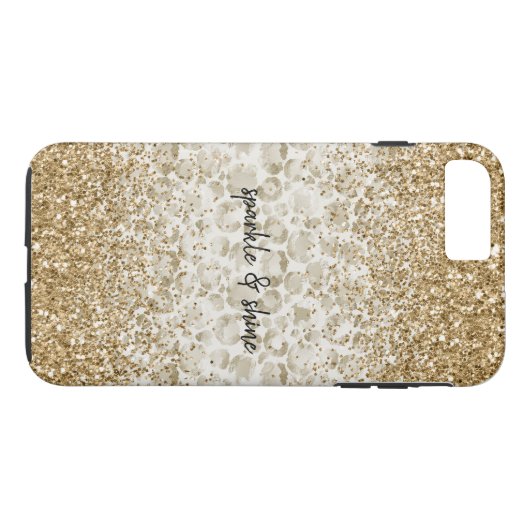Cream Leopard Print Glitzy Gold Sparkone Case-Mate iPhone Hülle (Rückseite (Horizontal))