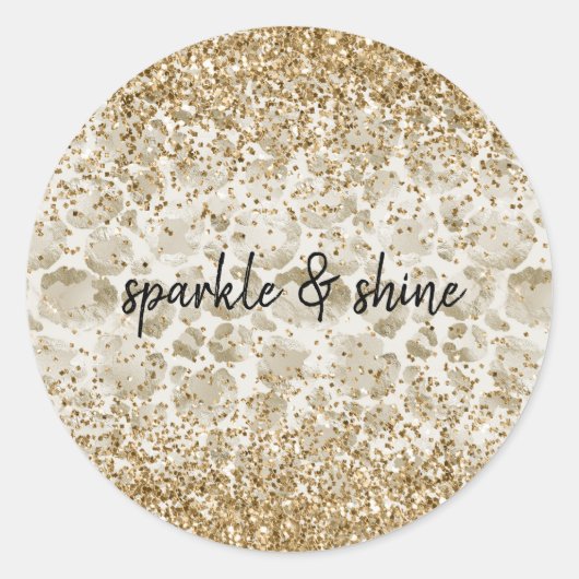 Cream Leopard Print Glitzy Sparkle Runder Aufkleber (Vorderseite)