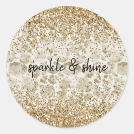 Cream Leopard Print Glitzy Sparkle Runder Aufkleber