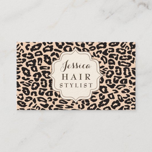 Cream Leopard Print Hair Stylist Terminkarten Terminkarte (Vorderseite)
