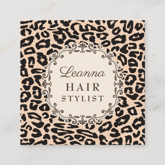 Cream Leopard Print Hair Stylist Terminkarten Terminkarte (Vorderseite)