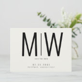Cream Lg. Monogram Wedding Save the Date II (Stehend Vorderseite)
