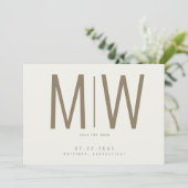 Cream Lg. Monogram Wedding Save the Date III (Stehend Vorderseite)