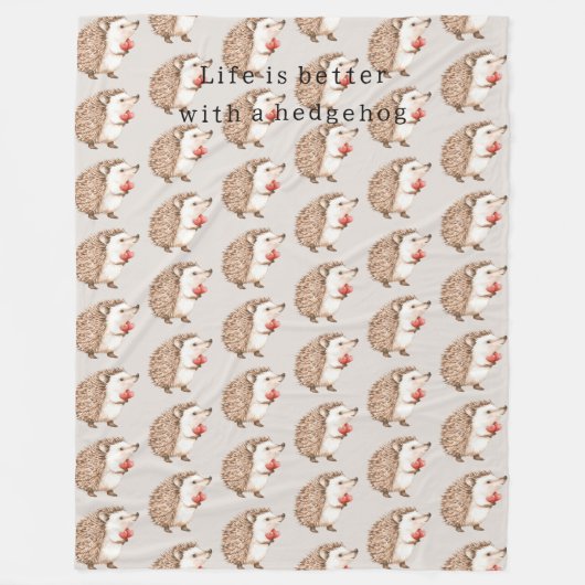 Cream Life is better with a hedgehog Fleecedecke (Vorderseite)