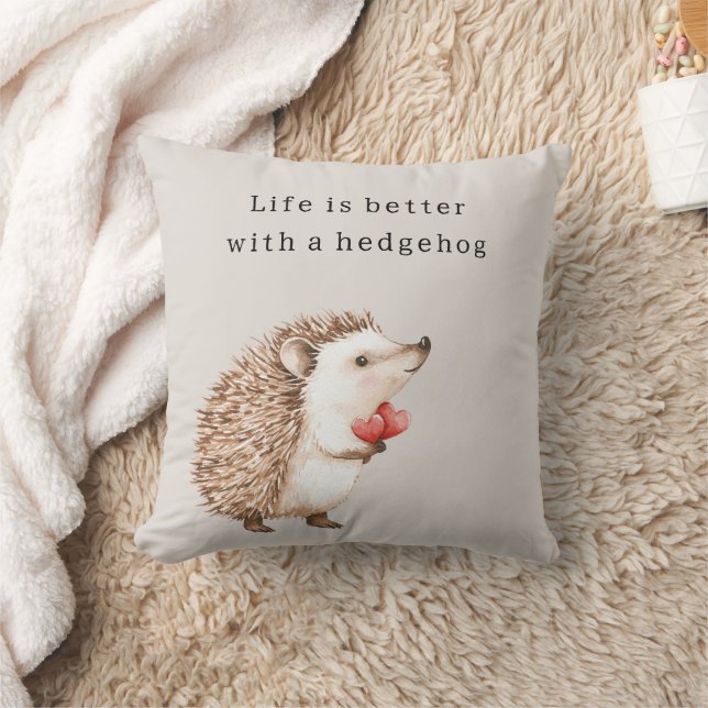 Cream Life is better with a hedgehog Kissen (Decke)