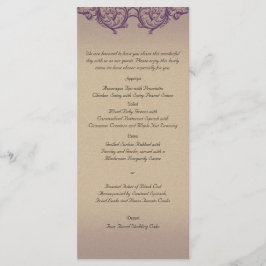 Cream Lila Vintag Posh Wedding Menu Menükarte