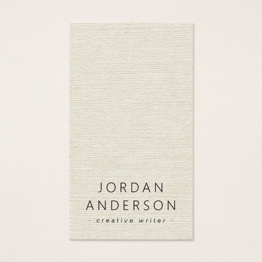 Cream linen look logo QR code business cards (Vorderseite)