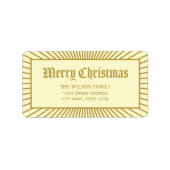 Cream Lines Decorative Frohe Weihnachtsadresse Adressaufkleber (Vorne)