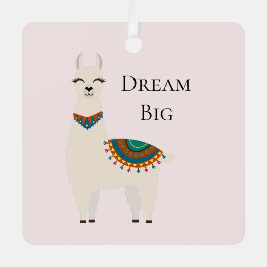 Cream Llama Ornament Aus Metall (Vorderseite)