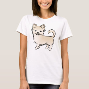 Cream Long Coat Chihuahua Niedlich Cartoon Dog T-Shirt