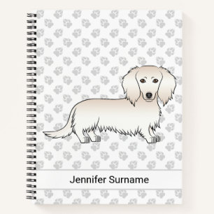 Cream Long Hair Dachshund Cartoon Hund & Text Notizblock