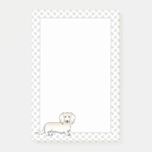 Cream Long Hair Dachshund Süßer Cartoon-Hund & Pfo Post-it Klebezettel