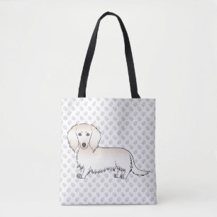 Cream Long Hair Dachshund Süßer Cartoon-Hund und P Tasche