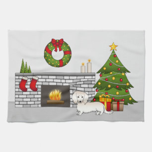 Cream Long Hair Dachshund Süßer Hund Weihnachtszim Geschirrtuch