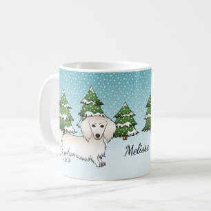 Cream Long Hair Dachshund Süßer Hund - Winterwald Kaffeetasse