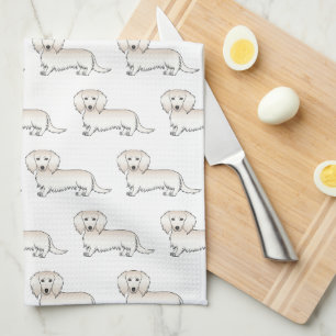 Cream Long Hair Dachshund Süßes Cartoon-Hund-Muste Geschirrtuch