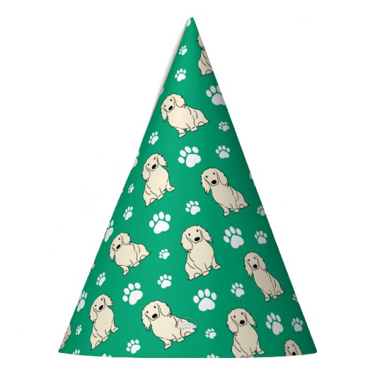 Cream Long-haired Dachshund Partyhütchen (Links)