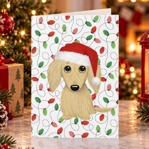 Cream Longhahaarige Dackel Weihnachten