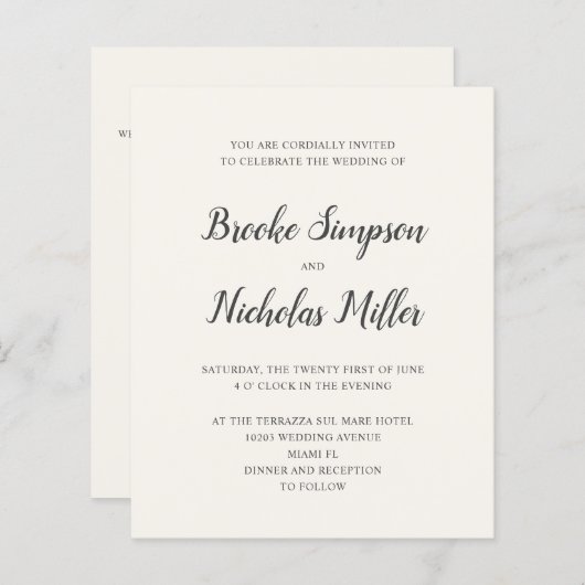 Cream LOW COST Einfache handgeschriebene Minimale (Vorne/Hinten)