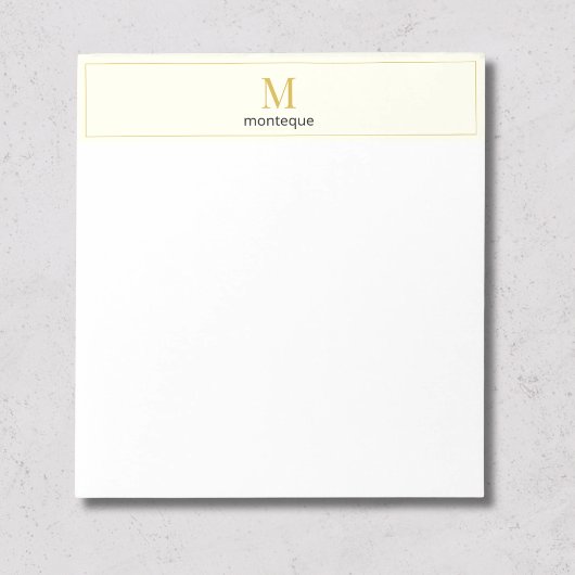Cream Luxus-Serif-Personalisiertes Monogramm Notizblock