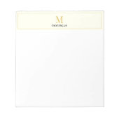 Cream Luxus-Serif-Personalisiertes Monogramm Notizblock (Vorderseite)