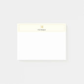 Cream Luxus Serif Personalisiertes Monogramm Post-it Klebezettel (Vorderseite)