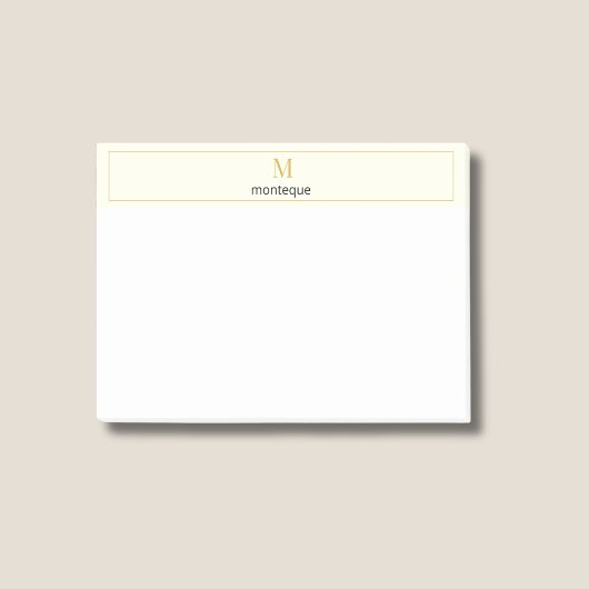 Cream Luxus Serif Personalisiertes Monogramm Post-it Klebezettel