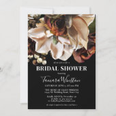 Cream Magnolias Rost Kupfer Blumendusche Einladung (Vorderseite)