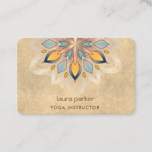Cream Mandala Holistic Lotus Floral Zen Yoga Visitenkarte (Vorderseite)