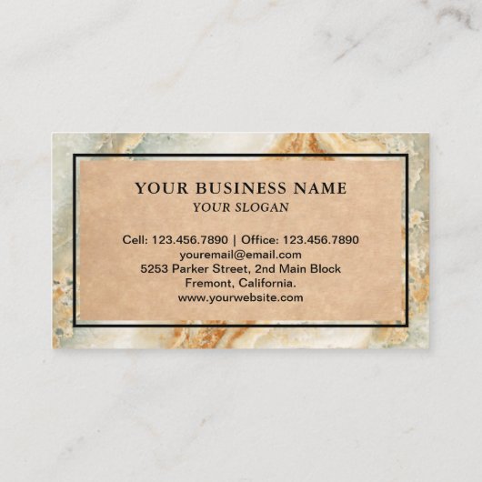 Cream Marble Granite Splashback Kitchenette Counte Visitenkarte (Rückseite)