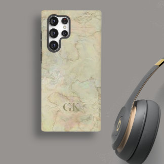 Cream Marble Monogram Samsung Galaxy Hülle