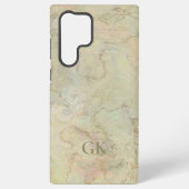 Cream Marble Monogram Samsung Galaxy Hülle (Rückseite)