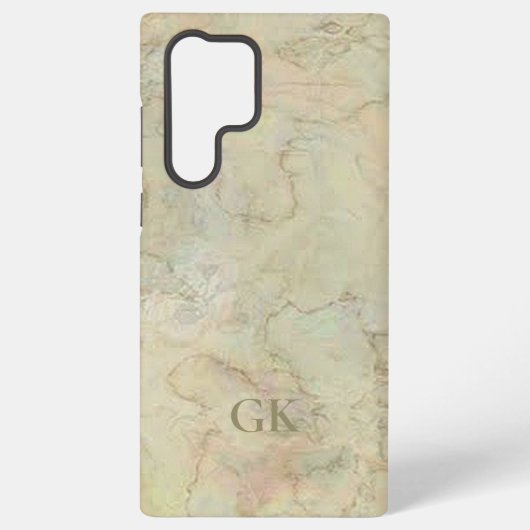 Cream Marble Monogram Samsung Galaxy Hülle (Rückseite)