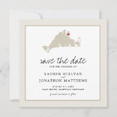 Cream Martha's Vineyard Map Save the Date (Vorderseite)