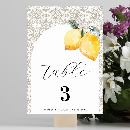 Cream Mediterrane Tile Spanische Hochzeit Tischnummer