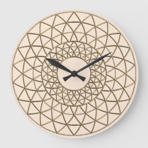 Cream Metallic Circle Pattern Acrylic Wall Clock Große Wanduhr