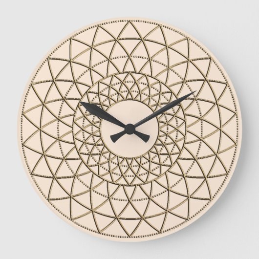 Cream Metallic Circle Pattern Acrylic Wall Clock Große Wanduhr (Vorderseite)