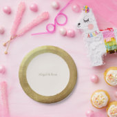 Cream & Metallic Gold Image Simple Wedding Pappteller (Party)