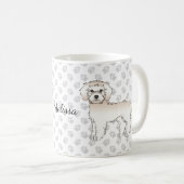 Cream Mini Goldendoodle Cartoon Dog & Name Kaffeetasse (VorderseiteRechts)
