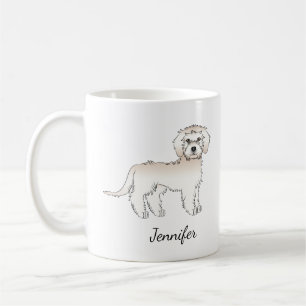 Cream Mini Goldendoodle Cartoon Dog & Name Kaffeetasse