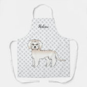 Cream Mini Goldendoodle Cartoon Dog & Name Schürze (Vorderseite)