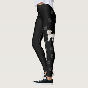 Cream Mini Goldendoodle Cartoon Hund & Pfoten Leggings