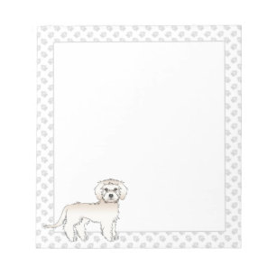 Cream Mini Goldendoodle Cartoon Hund & Pfoten Notizblock
