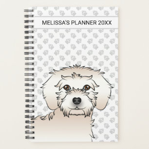 Cream Mini Goldendoodle Cartoon-Hund & Text Planer