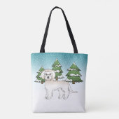 Cream Mini Goldendoodle Hund in einem Winterwald Tasche (Rückseite)