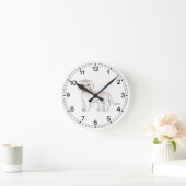 Cream Mini Goldendoodle Niedlicher Cartoon Dog Runde Wanduhr (Zuhause)