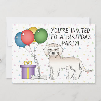 Cream Mini Goldendoodle Niedlicher Cartoon Hund Ge Einladung