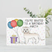 Cream Mini Goldendoodle Niedlicher Cartoon Hund Ge Einladung (Stehend Vorderseite)